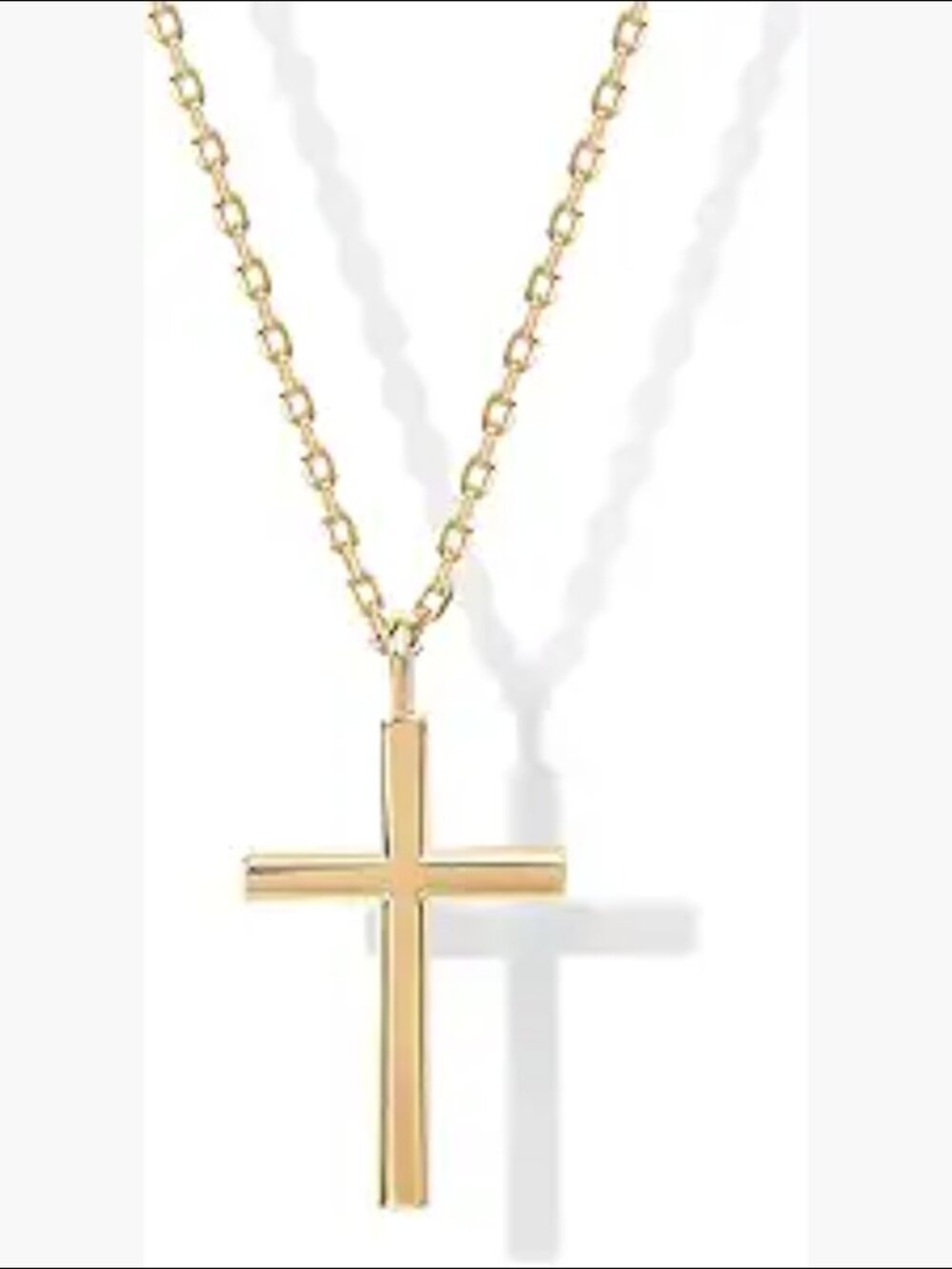 14K Gold Plated Cubic Zirconia Cross Pendant Necklace 925 Sterling Silver
